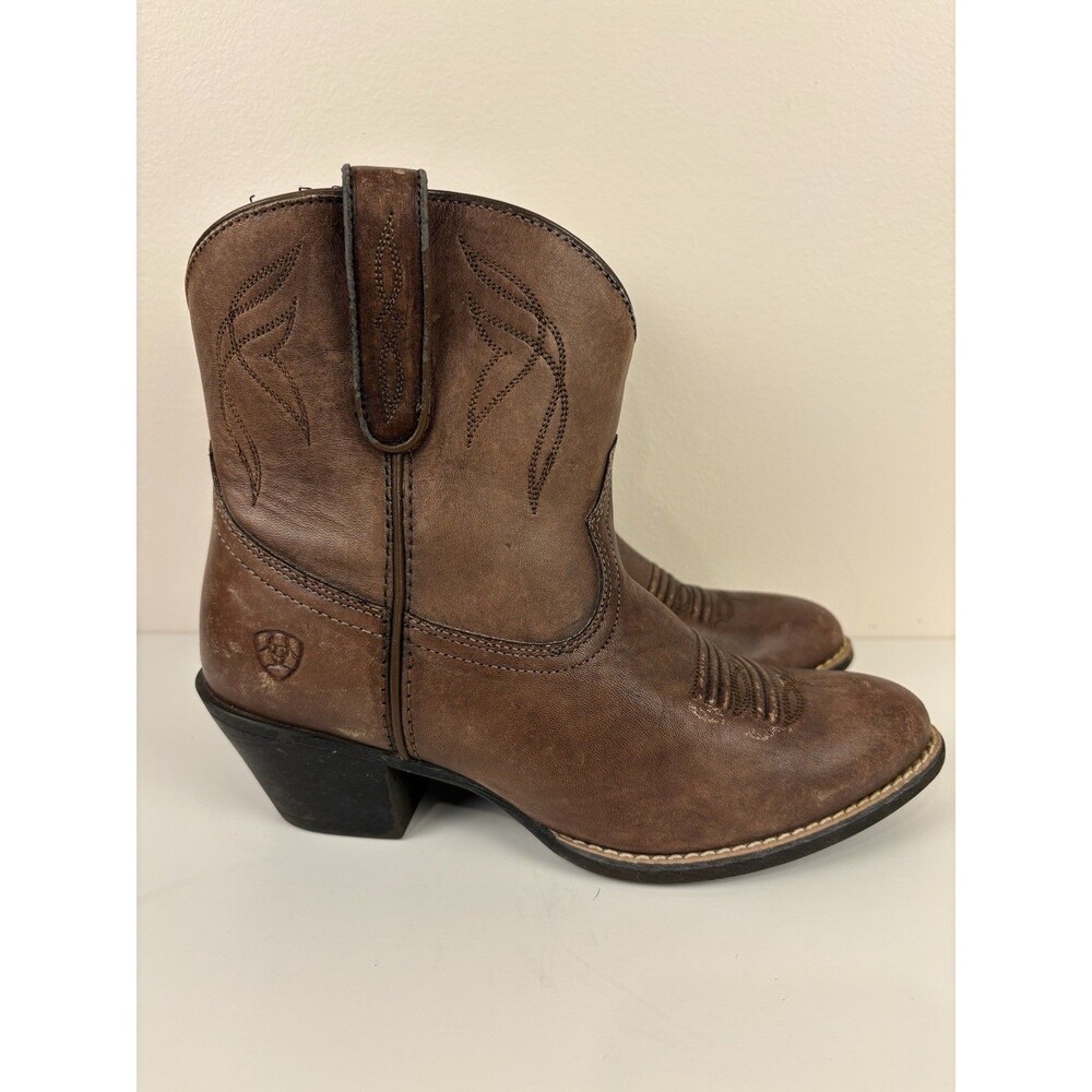 Ariat Women’s Brown Leather Western Ankle Boots Zip US 6.5 EU 37 - Picture 3 of 8
